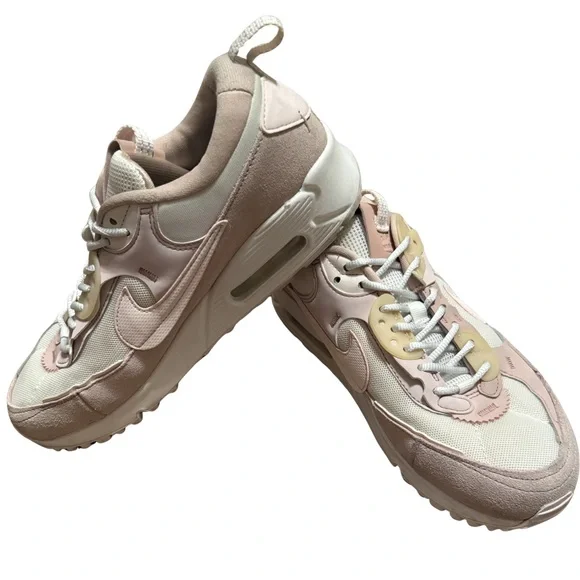 Nike Women's Air Max 90 Futura Low-Top Sneakers in Blush Pink and Cream - Picture 3 of 11